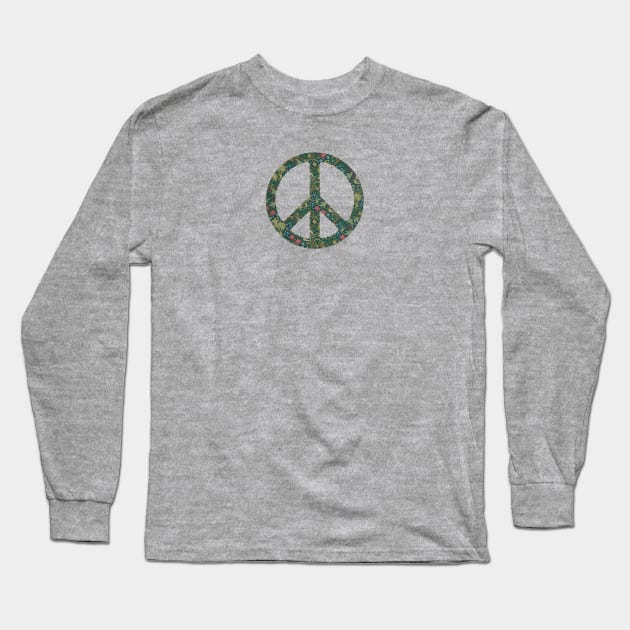 Floral Peace Sign Long Sleeve T-Shirt by Risk Studio Los Angeles